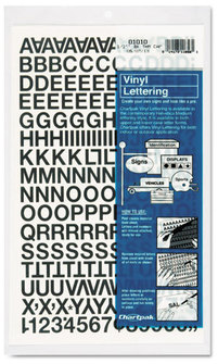 Chartpak® Press-On Vinyl Letters & Numbers,  Self Adhesive, Black, 1/2"h, 201/Pack
