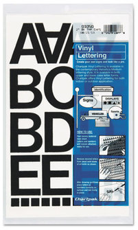 Chartpak® Press-On Vinyl Letters & Numbers,  Self Adhesive, Black, 2"h, 77/Pack