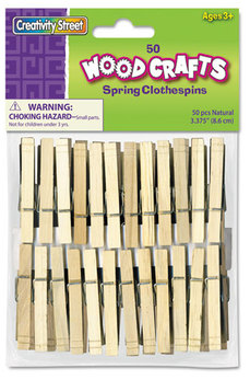 Creativity Street® Wood Spring Clothespins,  3 3/8 Length, 50 Clothespins/Pack
