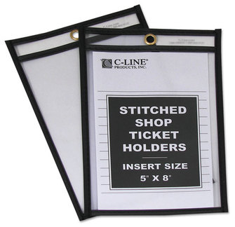 C-Line® Stitched Shop Ticket Holders,  Stitched, Both Sides Clear, 25", 5 x 8, 25/BX