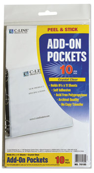 C-Line® Peel & Stick Add-On Filing Pocket,  25", 11 x 8 1/2, 10/Pack