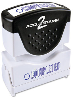 ACCUSTAMP2® Pre-Inked Shutter Stamp with Microban®,  Blue, COMPLETED, 1 5/8 x 1/2