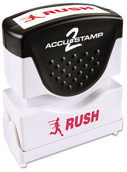 ACCUSTAMP2® Pre-Inked Shutter Stamp with Microban®,  Red, RUSH, 1 5/8 x 1/2