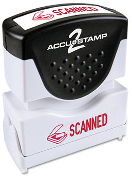 ACCUSTAMP2® Pre-Inked Shutter Stamp with Microban®,  Red, SCANNED, 1 5/8 x 1/2