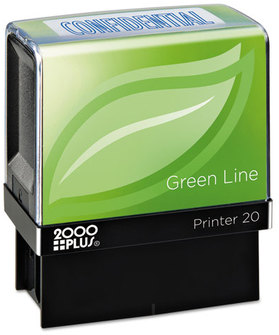 2000 PLUS® Green Line Self-Inking Message Stamp,  Confidential, 1 1/2 x 9/16, Blue