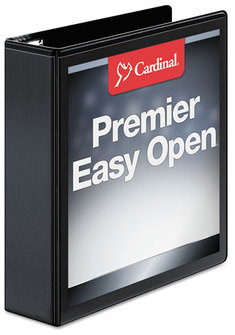 Cardinal® Premier Easy Open® ClearVue™ Locking Slant-D® Ring Binder,  2" Cap, 11 x 8 1/2, Black