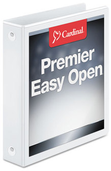 Cardinal® Premier Easy Open® ClearVue™ Locking Round Ring Binder,  1.5" Cap, 11 x 8 1/2, White