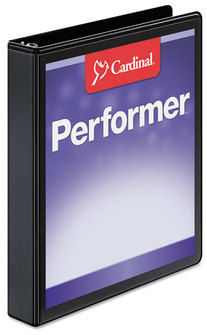 Cardinal® Performer™ ClearVue™ Slant-D® Ring Binder,  1" Cap, 11 x 8 1/2, Black