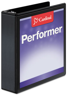 Cardinal® Performer™ ClearVue™ Slant-D® Ring Binder,  2" Cap, 11 x 8 1/2, Black