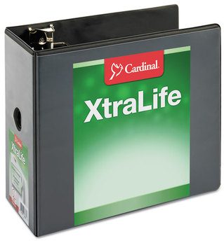 Cardinal® XtraLife® ClearVue™ Non-Stick Locking Slant-D® Ring Binder,  6" Cap, 11 x 8 1/2, Black