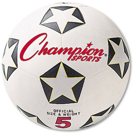 Champion Sports Rubber Sports Ball,  For Soccer, No. 5, White/Black