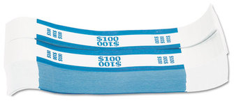 Coin-Tainer® Currency Straps,  Blue, $100 in Dollar Bills, 1000 Bands/Pack