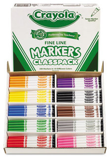 Crayola® Fine Line 200-Count Classpack® Non-Washable Marker,  Fine Point, Ten Assorted Colors, 200/Box