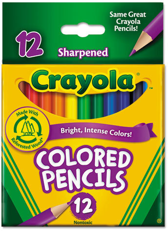 Binney & Smith / Crayola 68-4112 Crayola® Colored Pencil Set, 3.3 mm, 12  Assorted Colors/Set