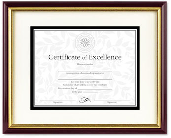 DAX® Two-Tone Document/Certificate Frame,  Plastic, 11 x 14, 8 1/2 x 11, Mahogany/Gold