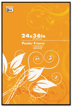 DAX® Coloredge Poster Frame,  Clear Plastic Window, 24 x 36, Black