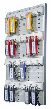 Durable® Key Rack,  24-Tag Capacity, 8 3/8" x 1 3/8" x 14 1/8", Gray Plastic