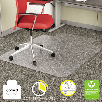 deflecto® EconoMat® Occasional Use Chair Mat for Commercial Low Pile Carpeting,  36 x 48 w/Lip, Clear