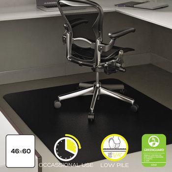 deflecto® EconoMat® Occasional Use Chair Mat for Commercial Low Pile Carpeting,  46 x 60, Black