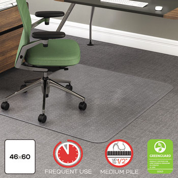deflecto® RollaMat® Frequent Use Chairmat for Medium Pile Carpeting,  46 x 60, Clear