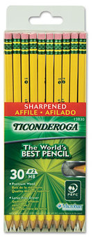 Ticonderoga® Pre-Sharpened Pencil,  HB, #2, Yellow Barrel, 30/Pack