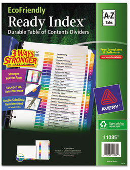 Avery® Customizable Table of Contents Ready Index® Multicolor Dividers with Printable Section Titles Tabs, 26-Tab, A to Z, 11 x 8.5, White, 1 Set