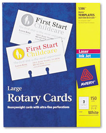 Avery® Printable Rotary Cards Large Laser/Inkjet, 3 x 5, White, Cards/Sheet, 150 Cards/Box