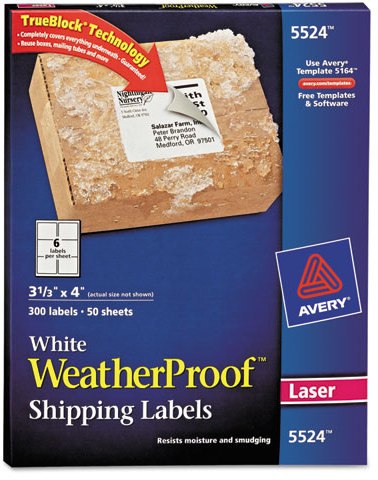 Avery White Weatherproof Laser Shipping Labels