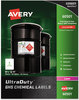 A Picture of product AVE-60501 Avery® UltraDuty® GHS Chemical Waterproof & UV Resistant Labels and 8.5 x 11, White, 50/Box