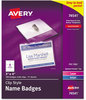 A Picture of product AVE-74541 Avery® Name Badge Holder Kits with Inserts Clip-Style Laser/Inkjet Insert, Top Load, 4 x 3, White, 100/Box