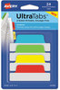 A Picture of product AVE-74768 Avery® Ultra Tabs® Repositionable Margin Tabs: 2.5" x 1", 1/5-Cut, Assorted Colors, 24/Pack