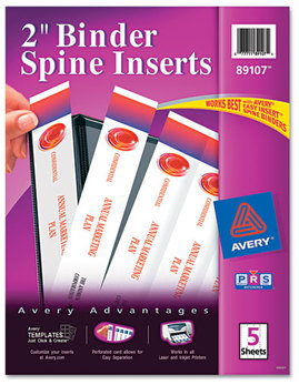 Avery® Binder Spine Inserts 2" Width, 4 Inserts/Sheet, 5 Sheets/Pack