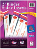 A Picture of product AVE-89107 Avery® Binder Spine Inserts 2" Width, 4 Inserts/Sheet, 5 Sheets/Pack