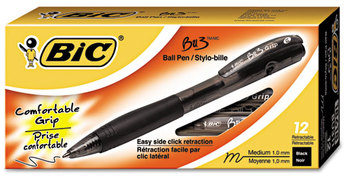 BIC® BU3™ Retractable Ballpoint Pen,  Bold, 1.0mm, Black, Dozen