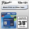 A Picture of product BRT-TZE121 Brother P-Touch® TZe Series Standard Adhesive Laminated Labeling Tape,  3/8w, Black on Clear