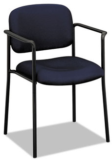 HON® VL616 Stacking Guest Chair with Arms Fabric Upholstery, 23.25" x 21" 32.75", Navy Seat, Back, Black Base