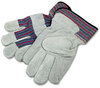 A Picture of product BWK-1851 Boardwalk® Men's Leather Palm Gloves,  Large, Gray/Multi, 12 Pairs