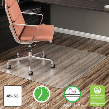 deflecto® EconoMat® Non-Studded Anytime Use Chairmat for Hard Floors,  45 x 53, Clear