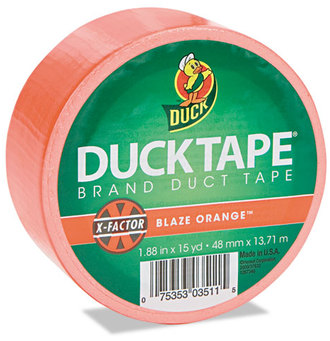 Duck® Colored Duct Tape,  9 mil, 1.88" x 15 yds, 3" Core, Neon Orange