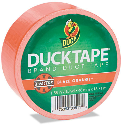 Duck Colored Duct Tape, 3 Core, 1.88 x 15 yds, Neon Orange 1265019