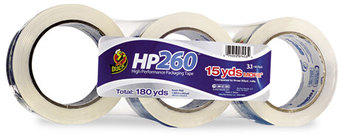 Duck® HP260 Packaging Tape,  3" Core, Clear, 3/Pack