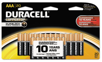 Duracell® CopperTop® Alkaline Batteries with Duralock Power Preserve™ Technology,  AAA, 20/Pk