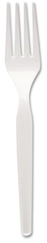Dixie® Plastic Cutlery,  Heavy Mediumweight Forks, White, 1000/Carton