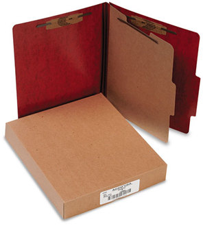 ACCO 20 pt. PRESSTEX® Classification Folders,  Letter, 4-Section, Red, 10/Box