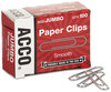 A Picture of product ACC-72580 ACCO Paper Clips Jumbo, Smooth, Silver, 100 Clips/Box, 10 Boxes/Pack