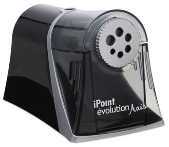 iPoint® Evolution Axis Pencil Sharpener,  Black/Silver, 5w x 7 1/2 d x 7 1/4h