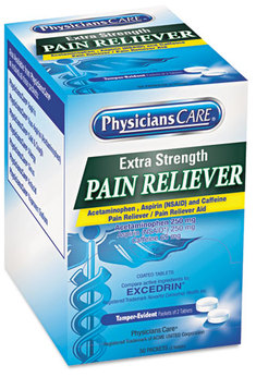 PhysiciansCare® Extra-Strength Pain Reliever,  Two-Pack, 50 Packs/Box