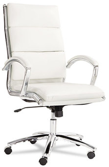 Alera® Neratoli® High-Back Slim Profile Chair Faux Leather, 275 lb Cap, 17.32" to 21.25" Seat Height, White Seat/Back, Chrome