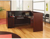 A Picture of product ALE-VA327236MY Alera® Valencia™ Series Reception Desk with Transaction Counter 71" x 35.5" 29.5" to 42.5", Mahogany
