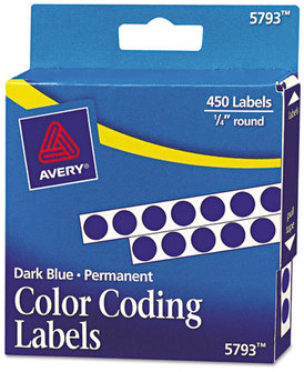 Avery® Handwrite-Only Permanent Self-Adhesive Round Color-Coding Labels in Dispensers 0.25" dia, Dark Blue, 450/Roll, (5793)